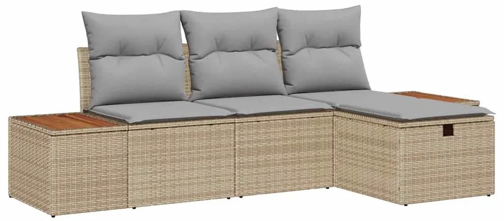 vidaXL Σετ Καναπέ Κήπου 4 pcs Μπεζ 55 x 62 x 69 εκ Πολυ ράταν