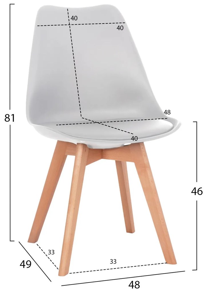 Σετ τραπεζαρίας VEGAS C21184 5τμχ MDF TOP Λευκό & Καρέκλες Λευκό - Φυσικό Οξιάς 120x60x74 εκ.