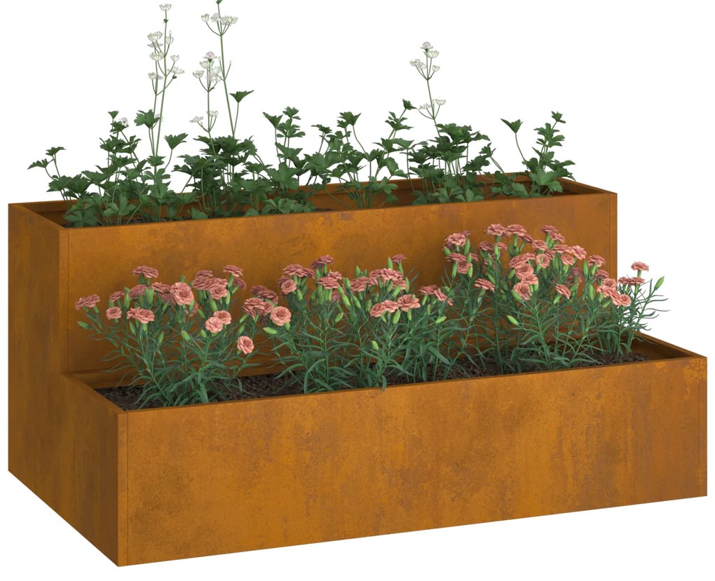 vidaXL Γλάστρα Κήπου Σκ rusty 100 x 60 x 45 εκ