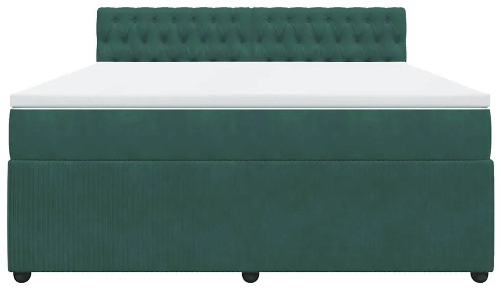 vidaXL Κρεβάτι Boxspring με Στρώμα Σκούρο Πράσινο 180x200εκ. Βελούδινο