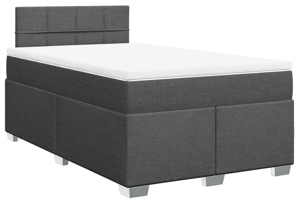 Κρεβάτι Boxspring με Στρώμα Σκούρο Γκρι 120x200 εκ. Υφασμάτινο - Γκρι