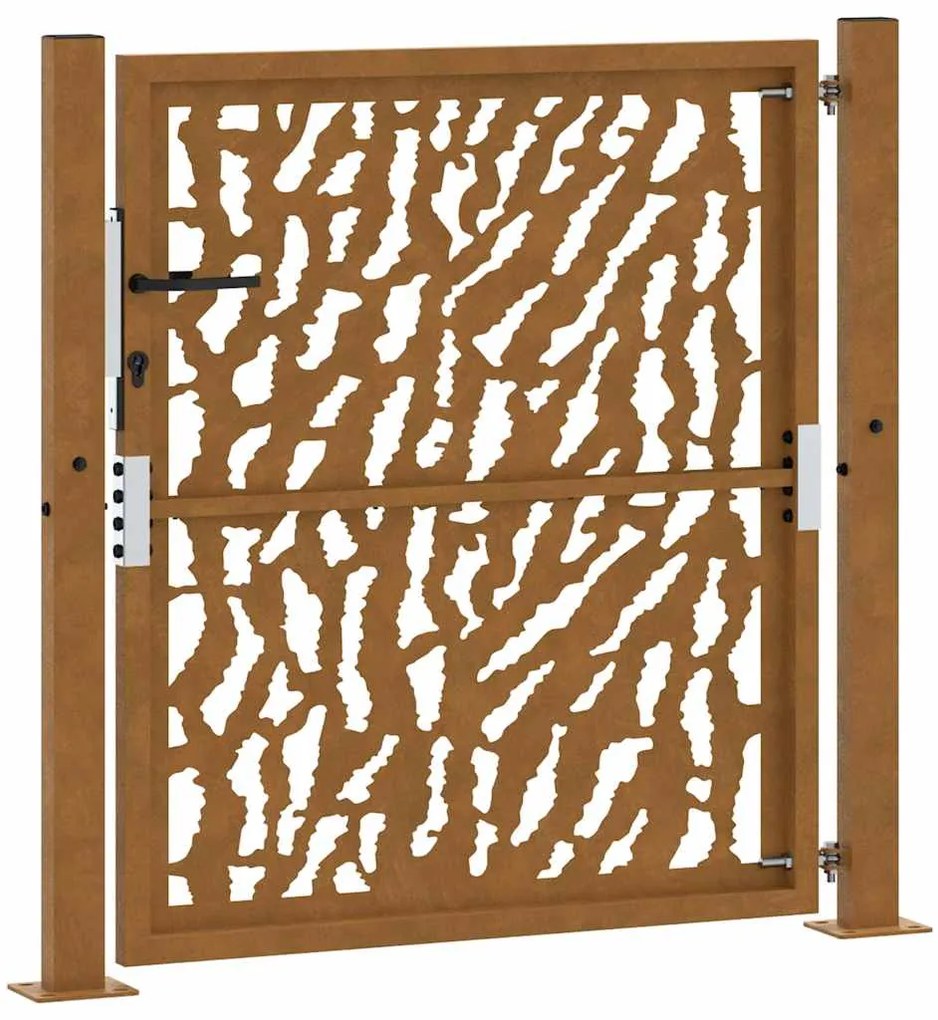 Πύλη κήπου 105x105 cm από διαβρωμένο χάλυβα με σχέδιο ίχνος - Καφέ