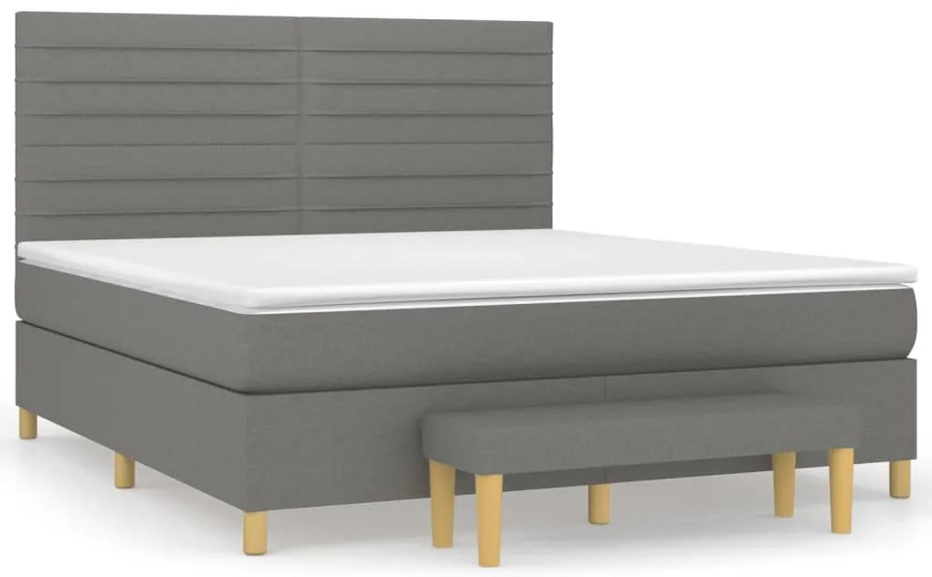 vidaXL Κρεβάτι Boxspring με Στρώμα Σκούρο Γκρι 180x200 εκ Υφασμάτιν