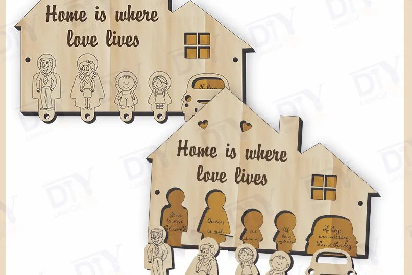 Intra απο ξύλο plywood 3mm-4mm πάχος - Funny Saying Κλειδιά 5 πλήκτρων  Δίασταση 4x4 cm INTRAFABR-125395698