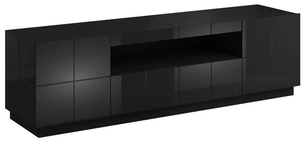 Τραπέζι Tv Charlotte 131, Γυαλιστερό μαύρο, Ο αριθμός των θυρών: 2, Αριθμός συρταριών: 1, 184x53x45cm, 63 kg | Epipla1.gr