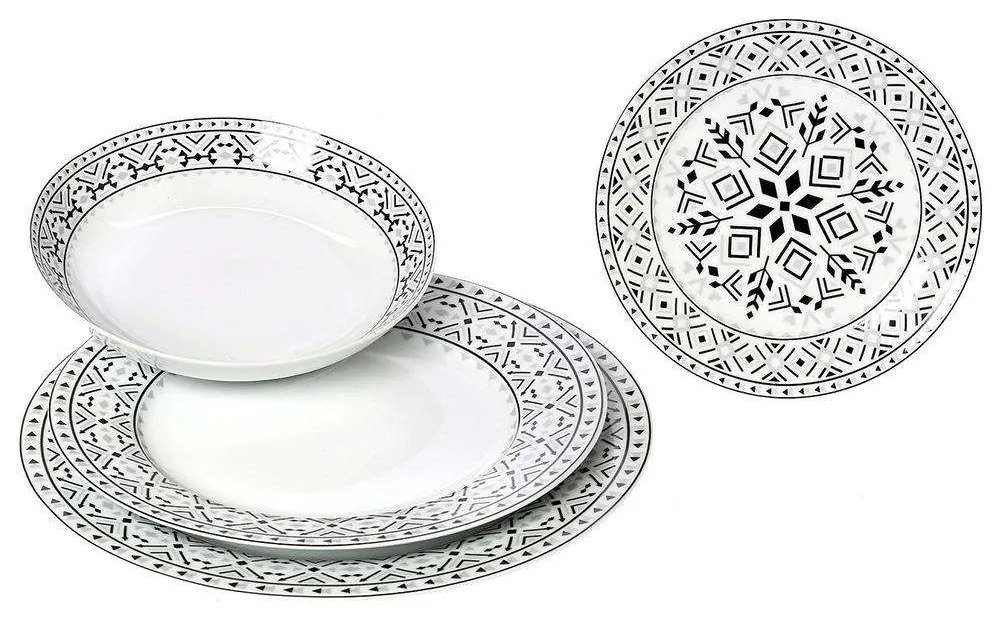 Σερβίτσιο Πιάτα Φαγητού Nostro (Σετ 20Τμχ) 25.860.40 Black-White Cryspo Trio 20 τμχ Porcelain