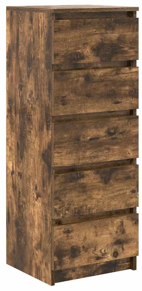 Συρταριέρα με Συρτάρια Καπνιστή Δρυς 37,5x35x99 εκ. Επεξ. Ξύλο - Καφέ