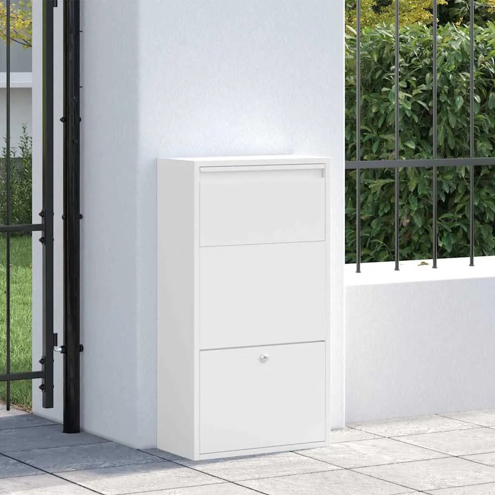vidaXL Θυρίδα Πακέτων με αποθήκευση Λευκό 44 x 22 x 82 εκ. Ατσάλι