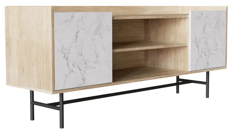 STOCKHOLM TV STAND SONOMA DECAPE ΛΕΥΚΟ ΜΕ ΟΨΗ ΜΑΡΜΑΡΟΥ 140x39,5xH60cm - 05-0563