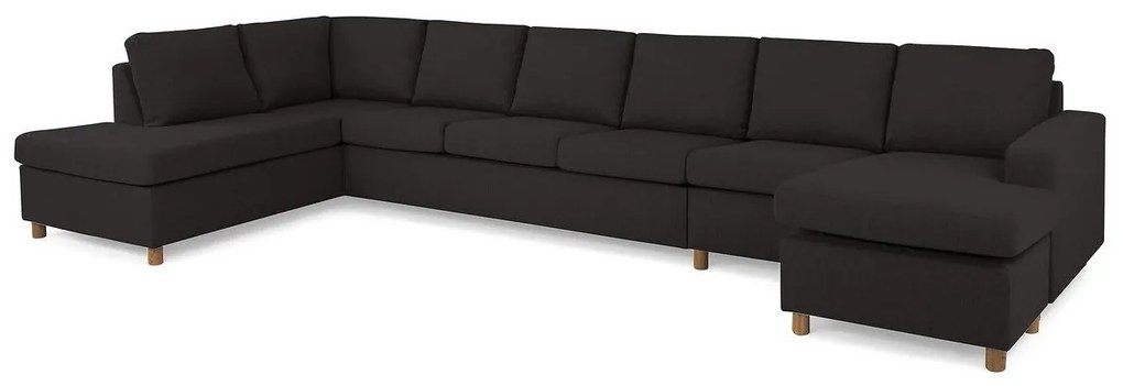 Γωνιακός Καναπές Scandinavian Choice C163, Ανθρακί, Δρυς, 407x199x80cm, Πόδια: Ξύλο | Epipla1.gr