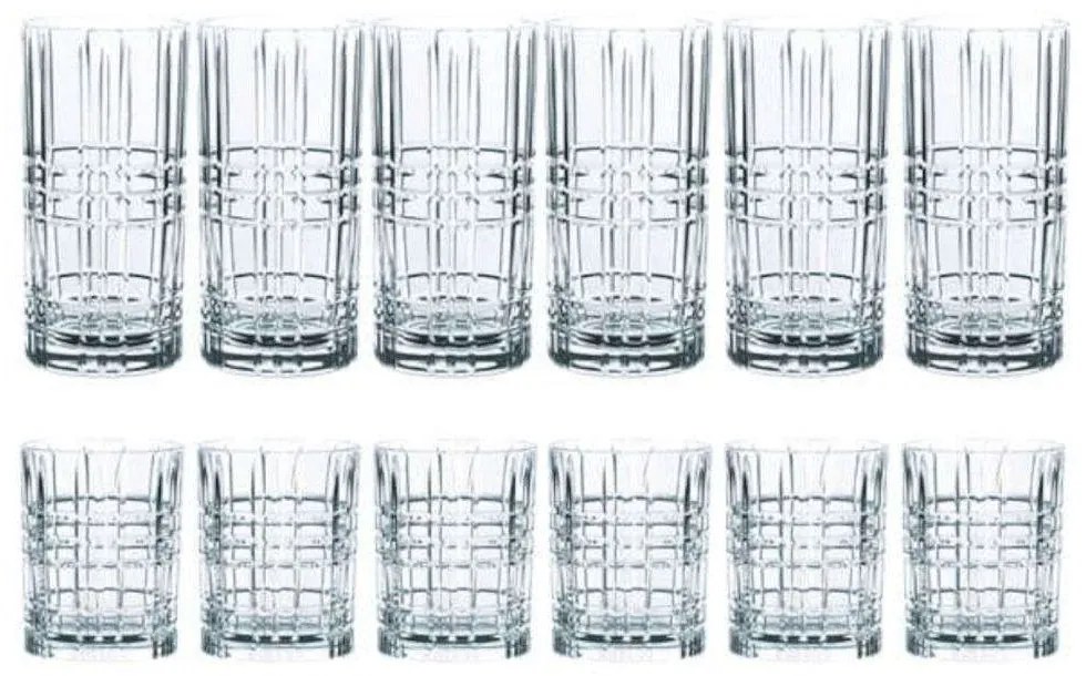 Ποτήρια Νερού &amp; Ουίσκι Highland Square (Σετ 12Τμχ) 101754NACH Clear Νachtmann Crystal