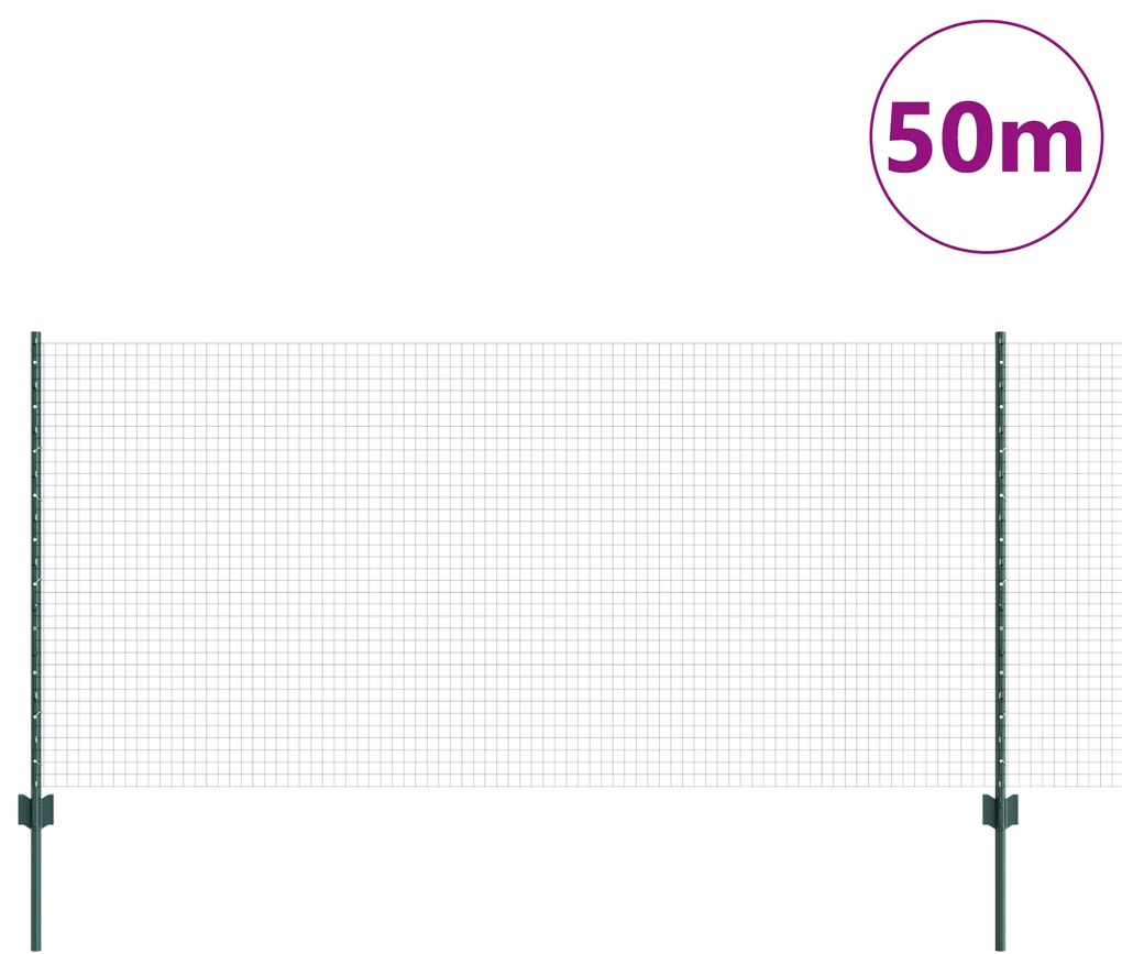 vidaXL Φράχτης Welded Wire με 22 U Posts Πράσινος 1x50 μ Χάλυβας
