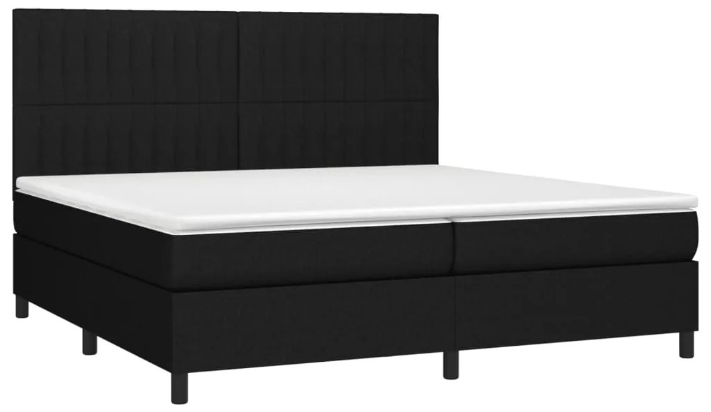 vidaXL Κρεβάτι Boxspring με Στρώμα Μαύρο 200x200 εκ. Υφασμάτινο