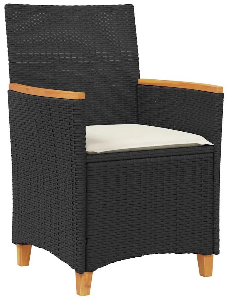 vidaXL Σέτ φαγητού για κήπο 7 pcs Μαύρο συνθετικό ρατάν