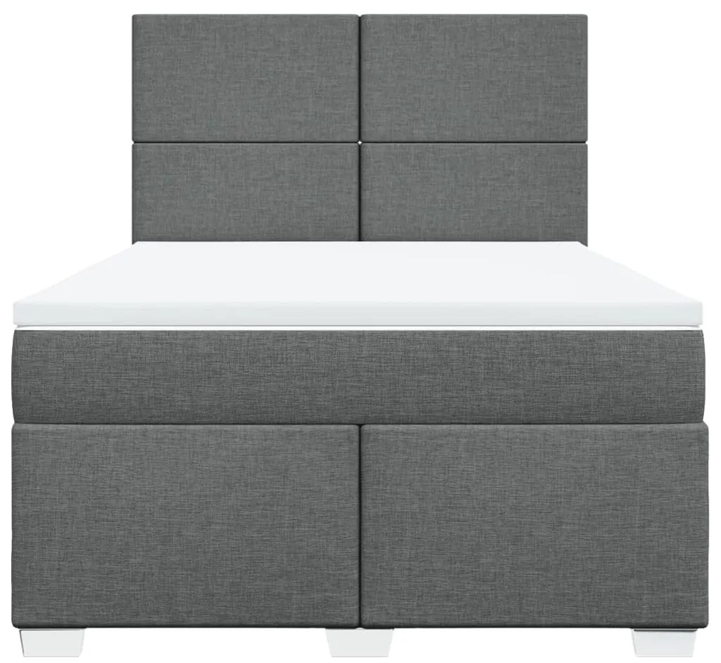 vidaXL Κρεβάτι Boxspring με Στρώμα Σκούρο Γκρι 140x200 εκ Υφασμάτινο