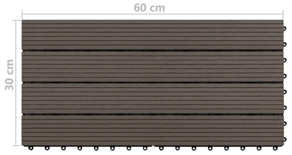 Πλακάκια Deck 6 τεμ. Σκούρο Καφέ 60 x 30 εκ. 1,08 μ² από WPC - Καφέ