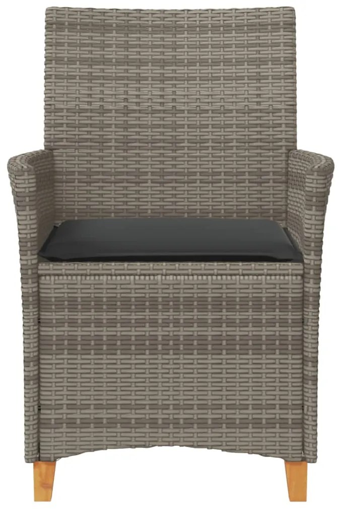 vidaXL Καρέκλες Κήπου 2 τεμ. Γκρι Συνθ. Ρατάν/Μασίφ Ξύλο+Μαξιλάρια