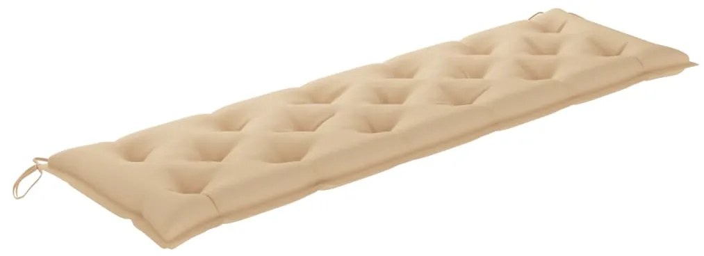 vidaXL Παγκάκι Κήπου 175 εκ. από Μασίφ Ξύλο Teak με Μπεζ Μαξιλάρι