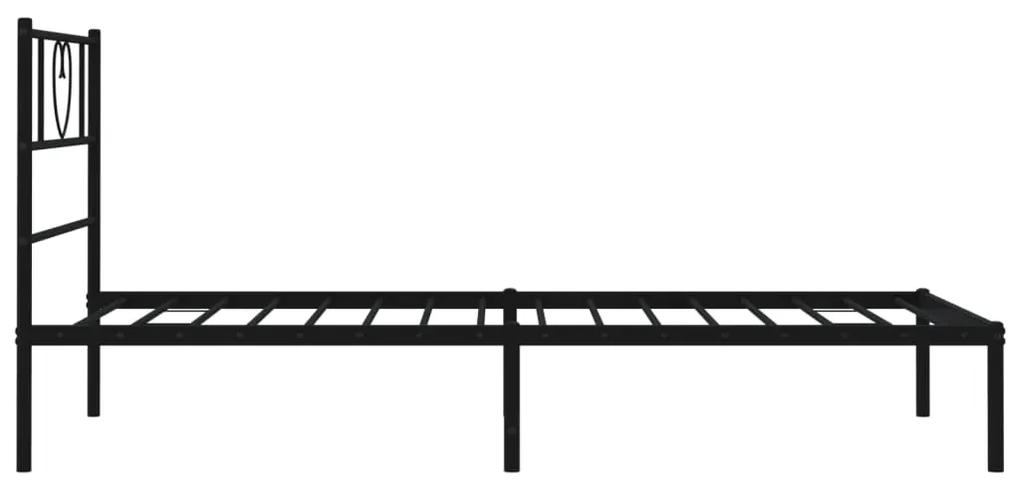 vidaXL Πλαίσιο Κρεβατιού με Κεφαλάρι Μαύρο 107 x 203 εκ. Μεταλλικό