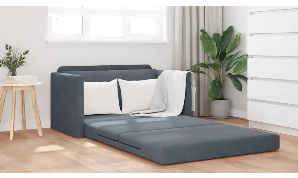 vidaXL Κρεβάτι καναπές Σκούρο Γκρι 124 x 204 x 61 εκ Βελούδο