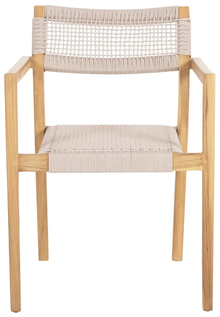 Πολυθρόνα CHARLOTTE Ξύλο Teak Φυσικό και Μπέζ Σχοινί 58x61x81Yεκ. 58x61x81 εκ.