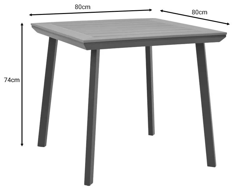 Τραπέζι Synergy αλουμίνιο ανθρακί-plywood φυσικό 80x80x74εκ