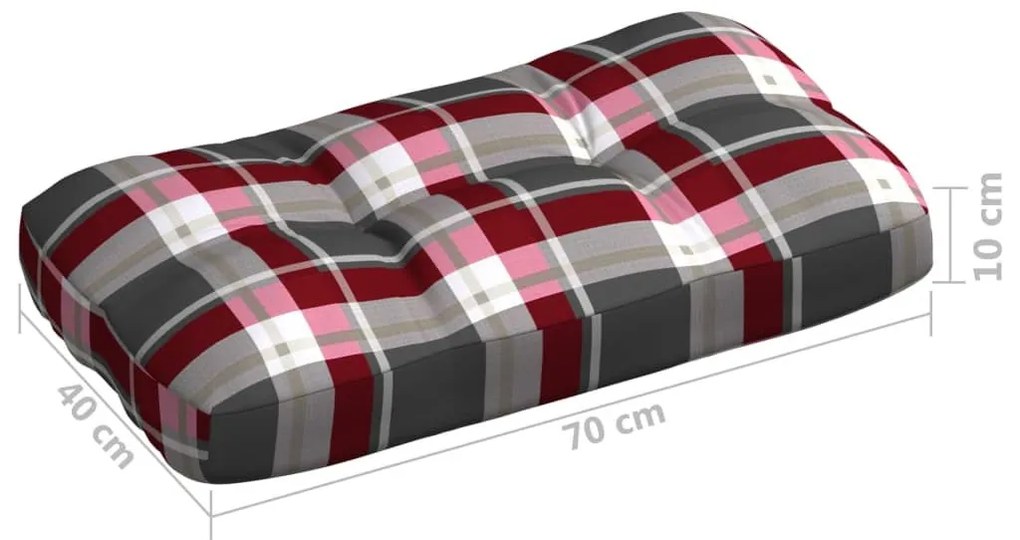 Μαξιλάρια Καναπέ Παλέτας 7 τεμ. Κόκκινα Καρό - Πολύχρωμο