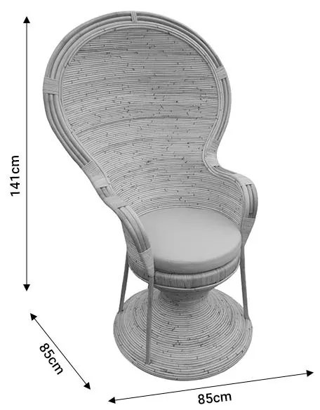 Πολυθρόνα Rea Inart με μπεζ μαξιλάρι-φυσικό rattan 85x85x141εκ 85x85x141 εκ.