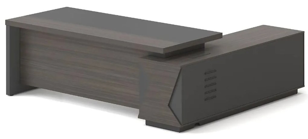 VIP Γραφείο Αριστερή Γωνία, Απόχρωση Grey Walnut 180x90x75/180x50x62 cm