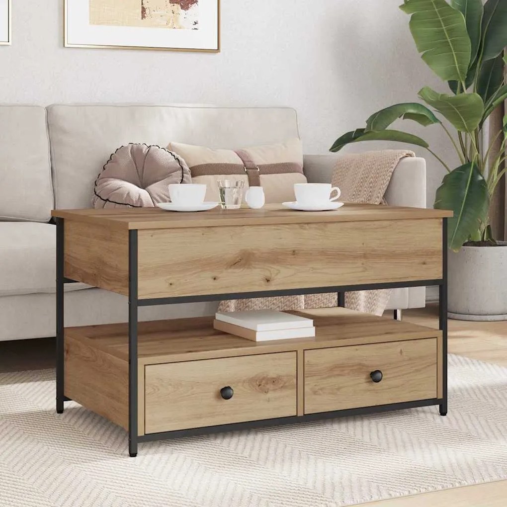 vidaXL Τραπεζάκι σαλονιού με συρτάρι Artisan Oak 85 x 50 x 50 εκ.