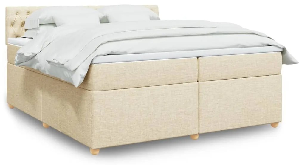 Κρεβάτι Boxspring με Στρώμα Κρεμ 200x200 εκ. Υφασμάτινο