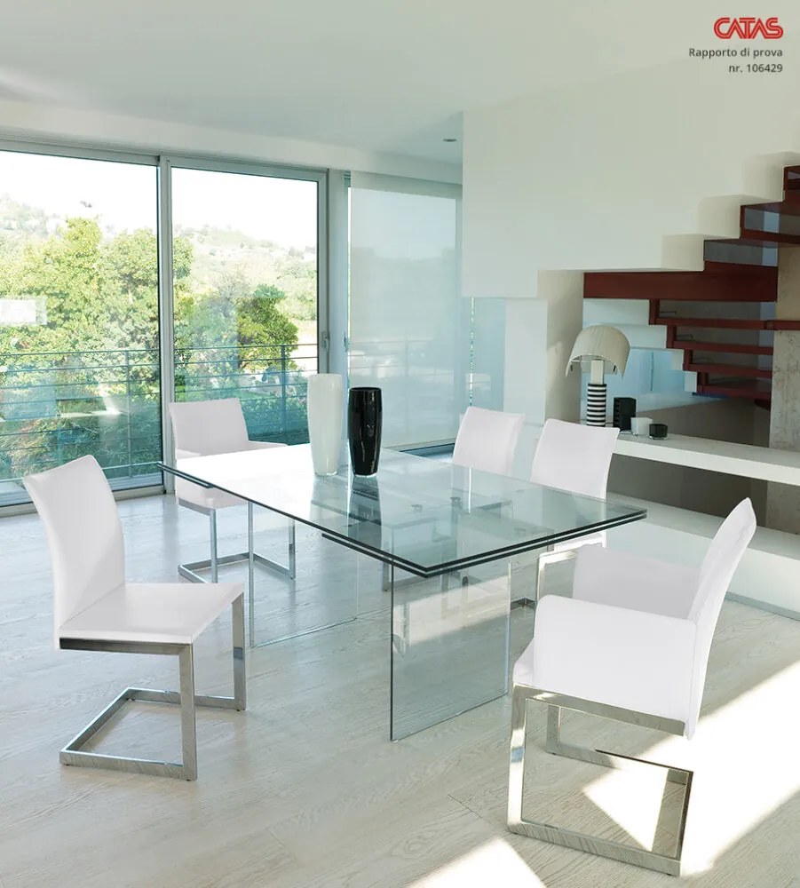 Τραπέζι Miami 180-280x100x76 - Extralight clear glass (12 mm) top and extensions