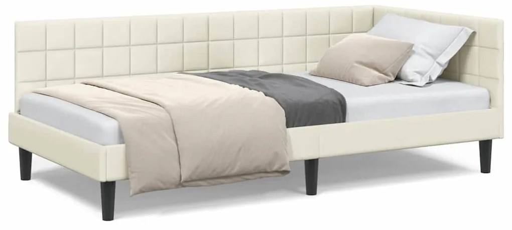 vidaXL Κρεβάτι Γωνίας με κεφαλάρι Κρεμ 90 x 190 cm Βελούδο
