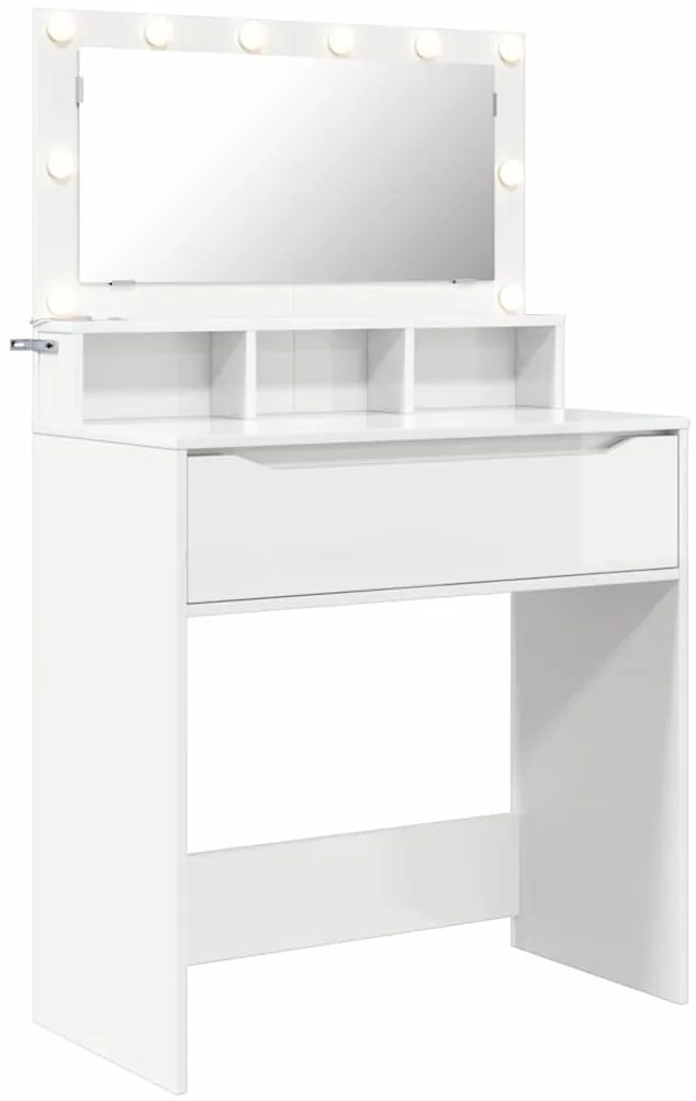 vidaXL Τραπέζια Ντυσίματος Κρεβατοκάμαρας Υψηλής γυαλάδας λευκό