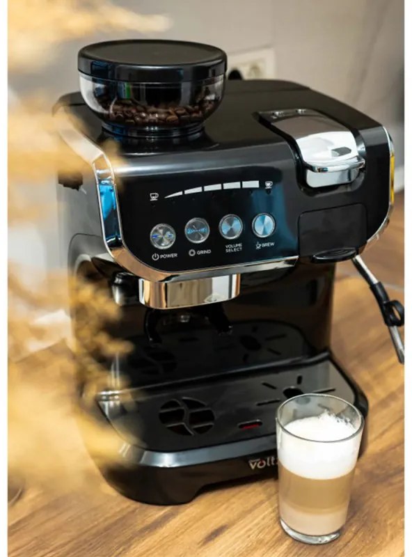Μηχανή Espreso για mliano cafe και κάψουλες 8 σε 1 Oliver Voltz OV51171L8M, 2672W, 2 λίτρα, 5 προσαρμογείς, 19 bar, Vgradena kafemelachka, Cernen
