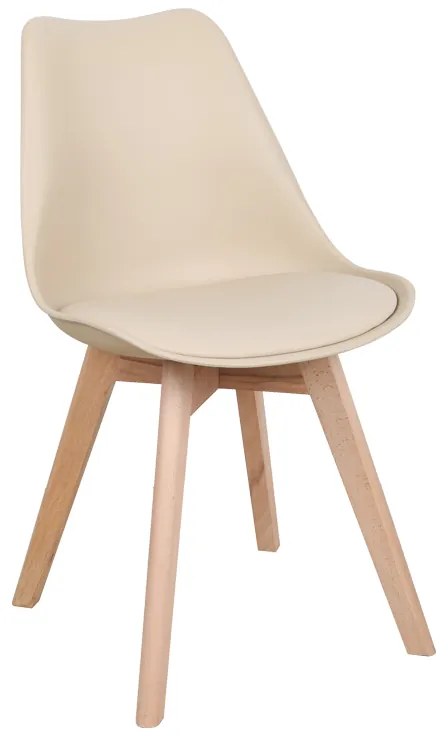 Καρέκλα Gaston pakoworld PP-PU taupe απόχρωση- φυσικό πόδι 44x52x78εκ