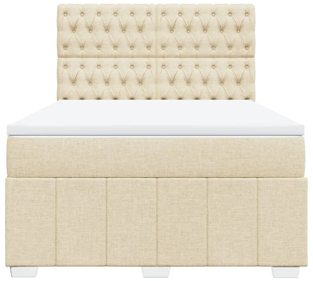 vidaXL Κρεβάτι Boxspring με Στρώμα Κρεμ 160x200 εκ. Υφασμάτινο