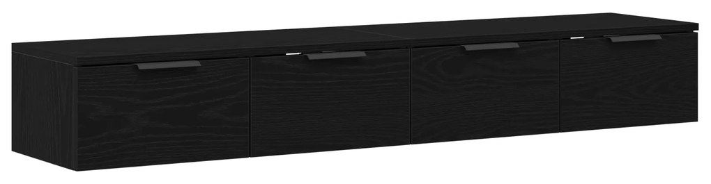 vidaXL Ντουλάπια Τοίχου 2 τεμ Μαύρη Βελανιδιά 68x30x20 εκ Επεξεργασμένο Ξύλο