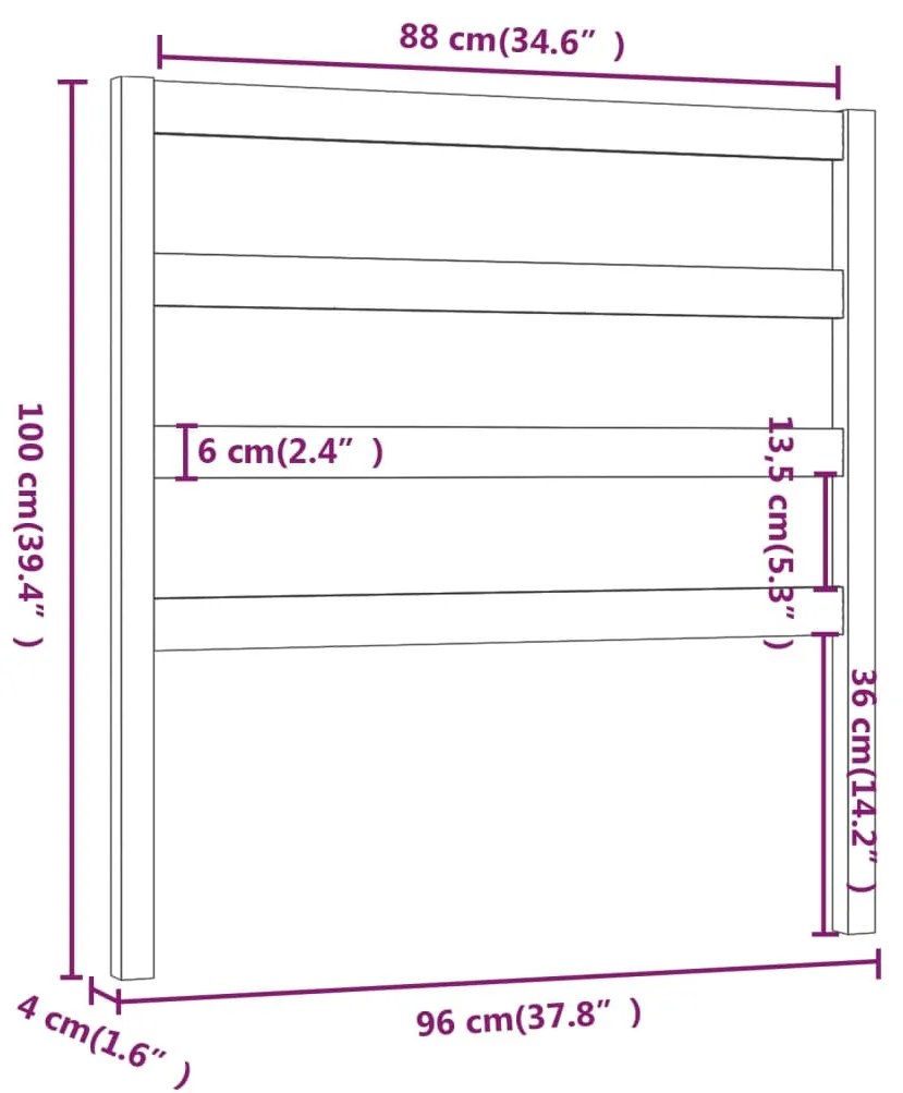 vidaXL Κεφαλάρι Κρεβατιού Μελί 96 x 4 x 100 εκ. από Μασίφ Ξύλο Πεύκου