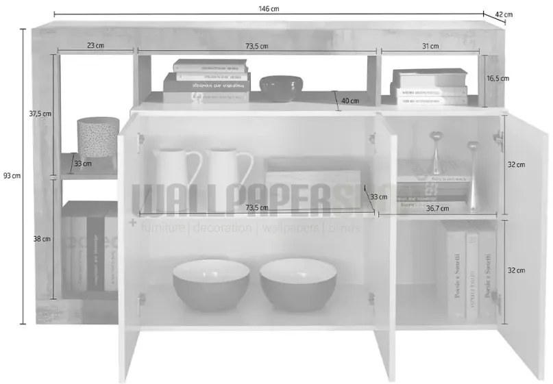 ΜΠΟΥΦΕΣ ΞΥΛΟ ΑΚΑΚΙΑΣ ΚΑΦΕ 145x87x45