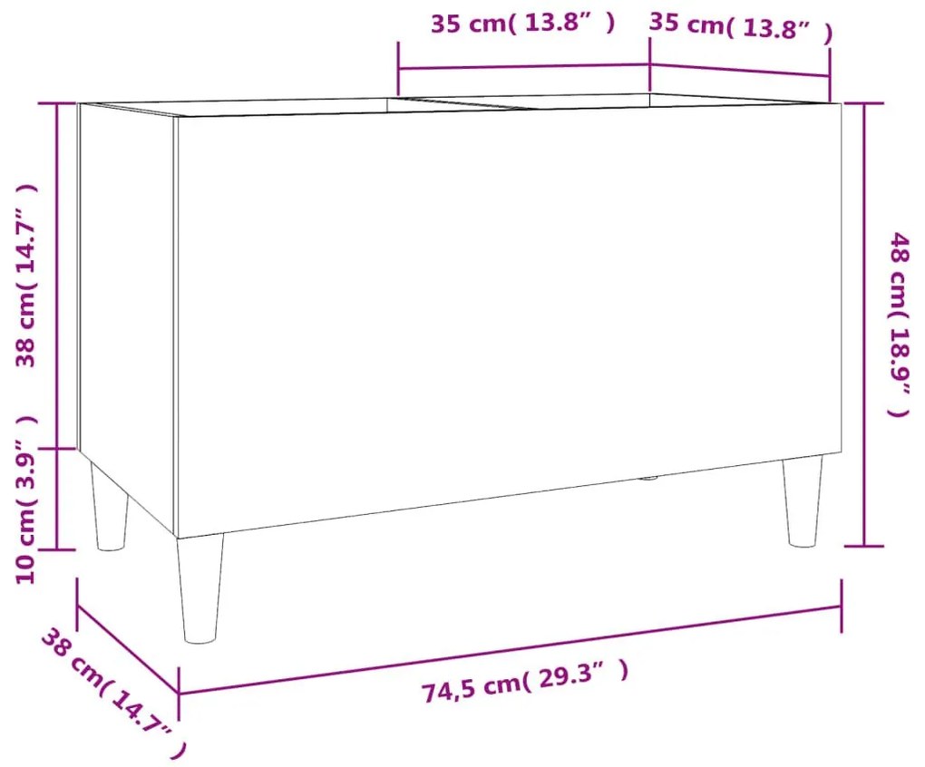 Δισκοθήκη Γκρι Sonoma 74,5 x 38 x 48 εκ. από Επεξεργασμένο Ξύλο - Γκρι