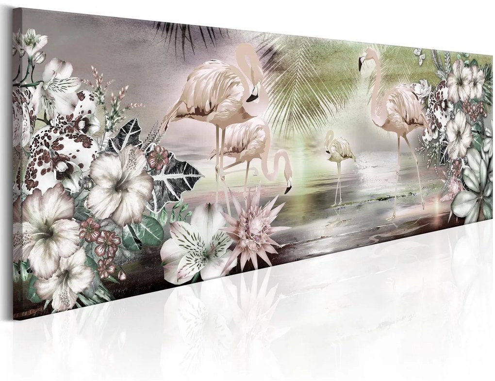 Πίνακας - Flamingoes and Flowers 120x40