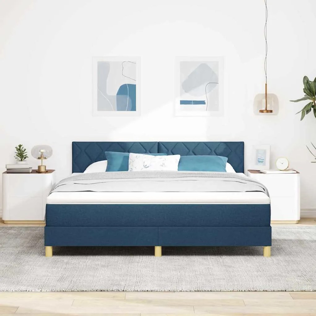 vidaXL Κρεβάτι με ελατήρια με στρώμα Μπλε 180 x 200 cm ύφασμα