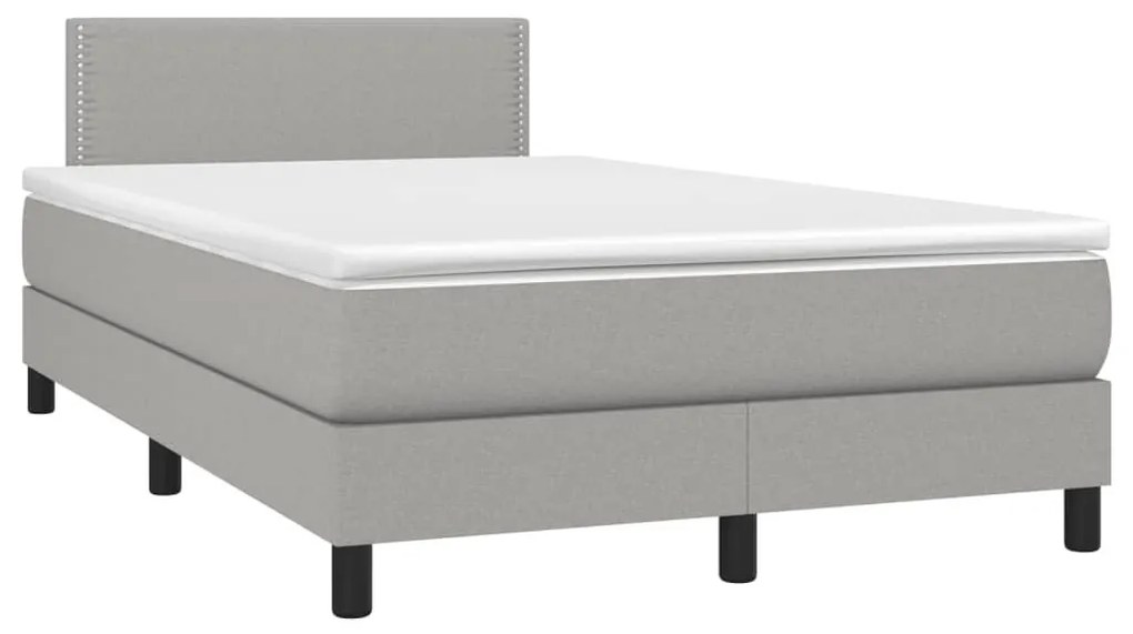 Κρεβάτι Boxspring με Στρώμα Ανοιχτό Γκρι 120x190 εκ. Υφασμάτινο - Γκρι