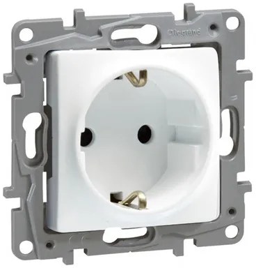 LEGRAND πρίζα 2Π+Γ 764529, ασφαλείας, λευκή
