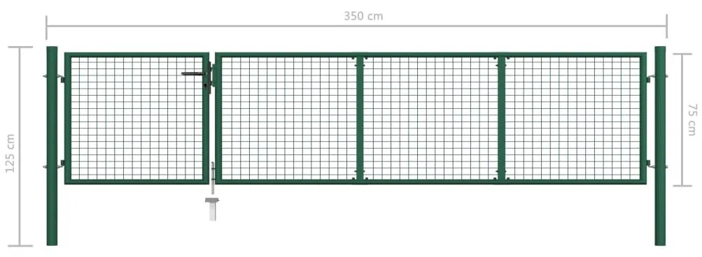 vidaXL Πόρτα Κήπου Πράσινη 350x75 εκ. από Ατσάλι