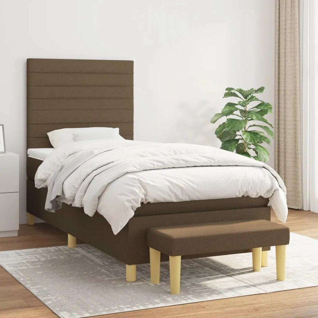 ΚΡΕΒΑΤΙ BOXSPRING ΜΕ ΣΤΡΩΜΑ ΣΚΟΥΡΟ ΚΑΦΕ 90X190 ΕΚ. ΥΦΑΣΜΑΤΙΝΟ 3137200