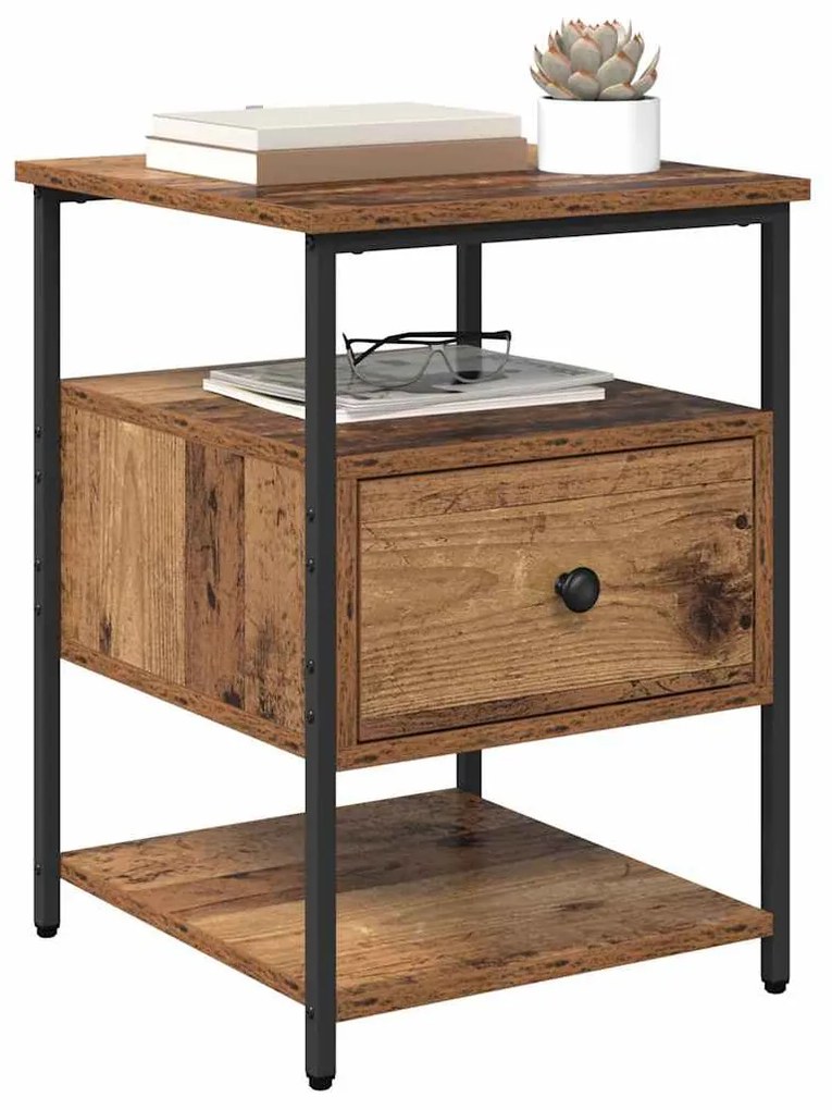 vidaXL Κομοδίνο Παλιό ξύλο 40 x 42 x 56 εκ Επεξεργασμένο ξύλο