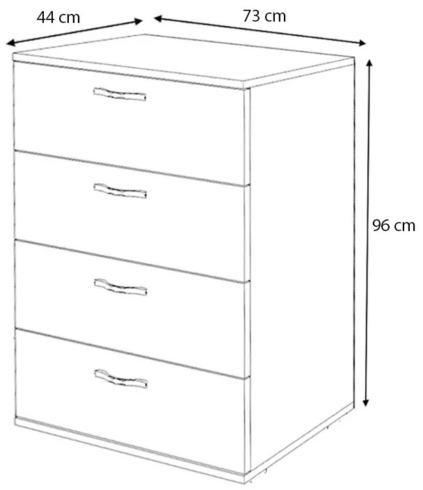 Συρταριέρα Velika Megapap χρώμα λευκό 73x44x96εκ.