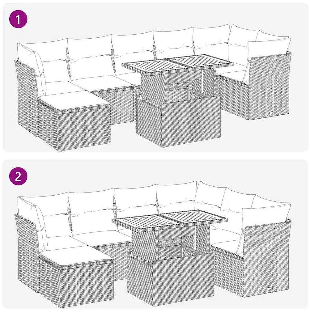 vidaXL Σαλόνι Κήπου 8 Τεμαχίων Μαύρο από Συνθετικό Ρατάν με Μαξιλάρια